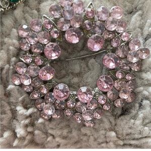 Elegant Pink Crystal Brooch